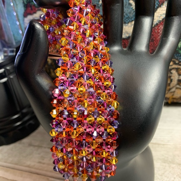 Handmade Swarovski “Heat” Hand Woven Bracelet Copper Clasp - Picture 6 of 8